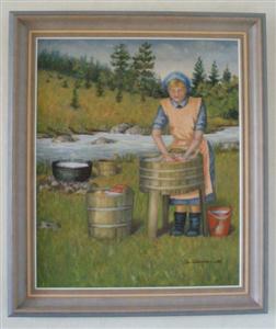 Pyykkäri jokirannassa 46x38